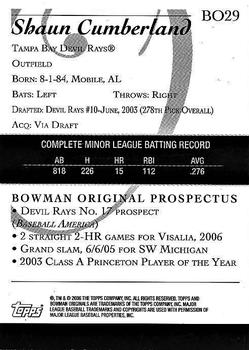 2006 Bowman Originals - Prospects #BO29 Shaun Cumberland Back