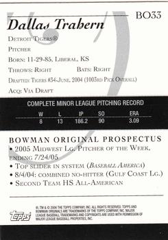 2006 Bowman Originals - Prospects #BO33 Dallas Trahern Back