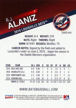2019 Choice Louisville Bats #01 R.J. Alaniz Back