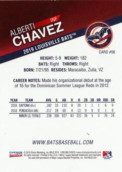 2019 Choice Louisville Bats #06 Alberti Chavez Back
