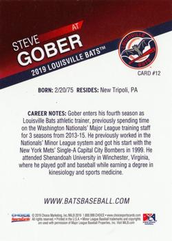 2019 Choice Louisville Bats #12 Steve Gober Back