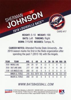 2019 Choice Louisville Bats #17 Sherman Johnson Back