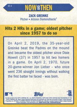 2019 Topps Heritage - Now and Then #NT-4 Zack Greinke Back