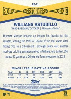 2019 Topps Heritage - Rookie Performers #RP-11 Willians Astudillo Back