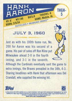 2019 Topps Heritage - The Hammer’s Greatest Hits #THGH-5 Hank Aaron Back