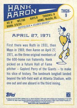 2019 Topps Heritage - The Hammer’s Greatest Hits #THGH-9 Hank Aaron Back