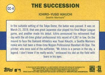 2019 Topps Heritage - Combo Cards #CC-4 The Succession (Ichiro / Yusei Kikuchi) Back