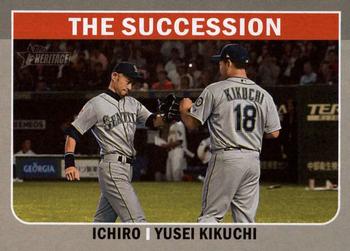 2019 Topps Heritage - Combo Cards #CC-4 The Succession (Ichiro / Yusei Kikuchi) Front