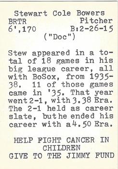 1972 TCMA The Yawkey Boston Red Sox #NNO Stewart Bowers Back