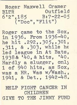 1972 TCMA The Yawkey Boston Red Sox #NNO Roger Cramer Back