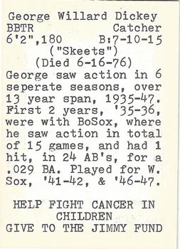 1972 TCMA The Yawkey Boston Red Sox #NNO George Dickey Back