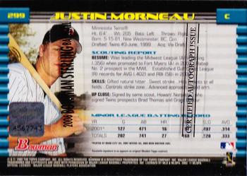 2006 Bowman Sterling - Original Autographs #JM1 Justin Morneau Back