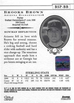2006 Bowman Sterling - Prospects #BSP-BB Brooks Brown Back