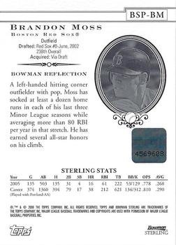 2006 Bowman Sterling - Prospects #BSP-BM Brandon Moss Back