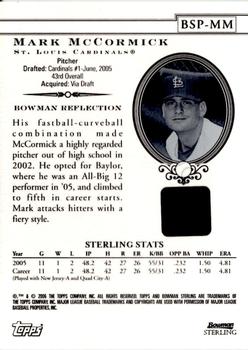 2006 Bowman Sterling - Prospects #BSP-MM Mark McCormick Back