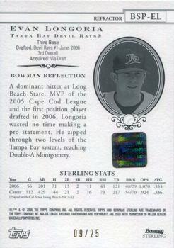 2006 Bowman Sterling - Prospects Black Refractors #BSP-EL Evan Longoria Back