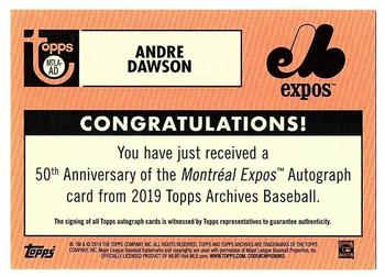 2019 Topps Archives - 50th Anniversary of the Montréal Expos Autographs #MTLA-AD Andre Dawson Back