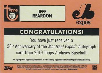 2019 Topps Archives - 50th Anniversary of the Montréal Expos Autographs #MTLA-JR Jeff Reardon Back
