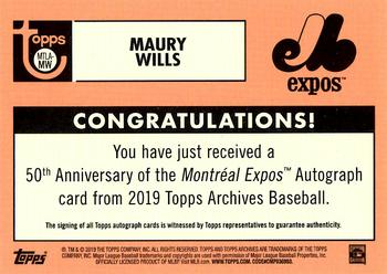 2019 Topps Archives - 50th Anniversary of the Montréal Expos Autographs #MTLA-MW Maury Wills Back