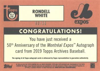 2019 Topps Archives - 50th Anniversary of the Montréal Expos Autographs Red #MTLA-RW Rondell White Back