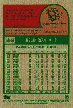 2019 Topps Archives - 1975 Topps Mini #75M-53 Nolan Ryan Back