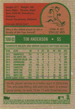 2019 Topps Archives - 1975 Topps Mini #75M-93 Tim Anderson Back