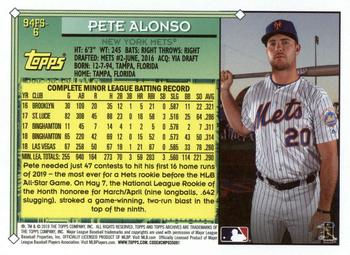 2019 Topps Archives - 1994 Topps Future Stars #94FS-6 Pete Alonso Back