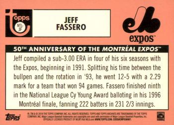 2019 Topps Archives - 50th Anniversary of the Montréal Expos #MTL-JF Jeff Fassero Back