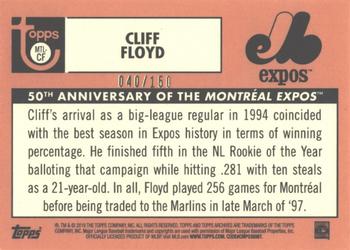 2019 Topps Archives - 50th Anniversary of the Montréal Expos Blue Foil #MTL-CF Cliff Floyd Back