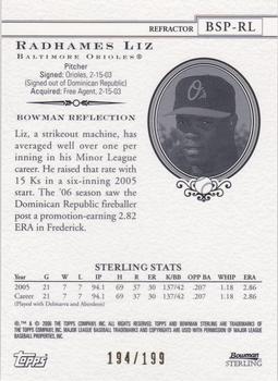 2006 Bowman Sterling - Prospects Refractors #BSP-RL Radhames Liz Back