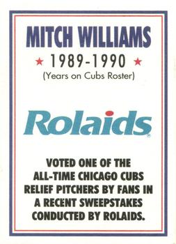 1993 Chicago Cubs Rolaids All-Time Cubs Relief Pitchers #NNO Mitch Williams Back