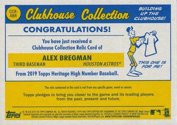 2019 Topps Heritage - Clubhouse Collection Relics High Number #CCR-ABR Alex Bregman Back