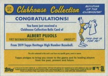 2019 Topps Heritage - Clubhouse Collection Relics High Number #CCR-APU Albert Pujols Back