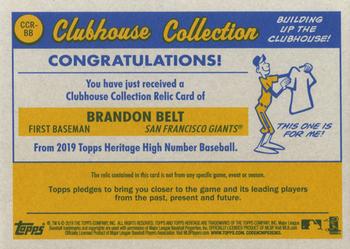 2019 Topps Heritage - Clubhouse Collection Relics High Number #CCR-BB Brandon Belt Back