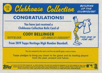 2019 Topps Heritage - Clubhouse Collection Relics High Number #CCR-CB Cody Bellinger Back