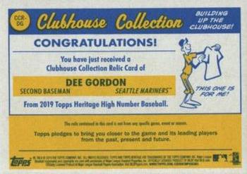 2019 Topps Heritage - Clubhouse Collection Relics High Number #CCR-DG Dee Gordon Back