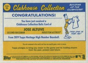 2019 Topps Heritage - Clubhouse Collection Relics High Number #CCR-JAL Jose Altuve Back