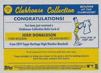 2019 Topps Heritage - Clubhouse Collection Relics High Number #CCR-JD Josh Donaldson Back