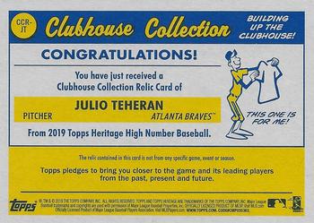 2019 Topps Heritage - Clubhouse Collection Relics High Number #CCR-JT Julio Teheran Back