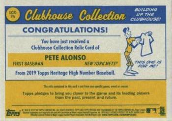 2019 Topps Heritage - Clubhouse Collection Relics High Number #CCR-PA Pete Alonso Back