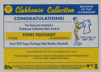2019 Topps Heritage - Clubhouse Collection Relics High Number #CCR-TT Touki Toussaint Back