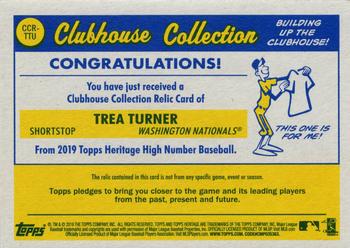 2019 Topps Heritage - Clubhouse Collection Relics High Number #CCR-TTU Trea Turner Back