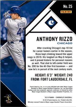 2019 Panini Chronicles - Red #25 Anthony Rizzo Back