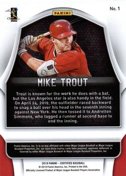 2019 Panini Chronicles - Certified #1 Mike Trout Back