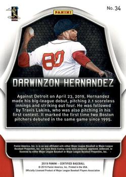 2019 Panini Chronicles - Certified #34 Darwinzon Hernandez Back