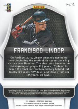 2019 Panini Chronicles - Certified Green #13 Francisco Lindor Back