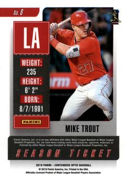 2019 Panini Chronicles - Contenders Optic Season Ticket #8 Mike Trout Back