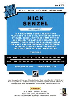 2019 Panini Chronicles - Donruss Rated Rookies #260 Nick Senzel Back
