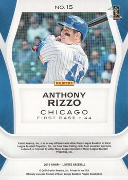 2019 Panini Chronicles - Limited Blue #15 Anthony Rizzo Back