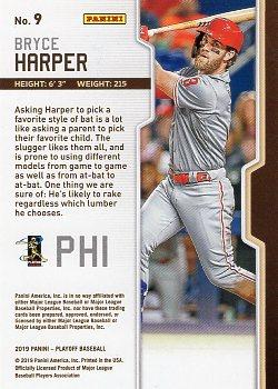 2019 Panini Chronicles - Playoff Blue #9 Bryce Harper Back